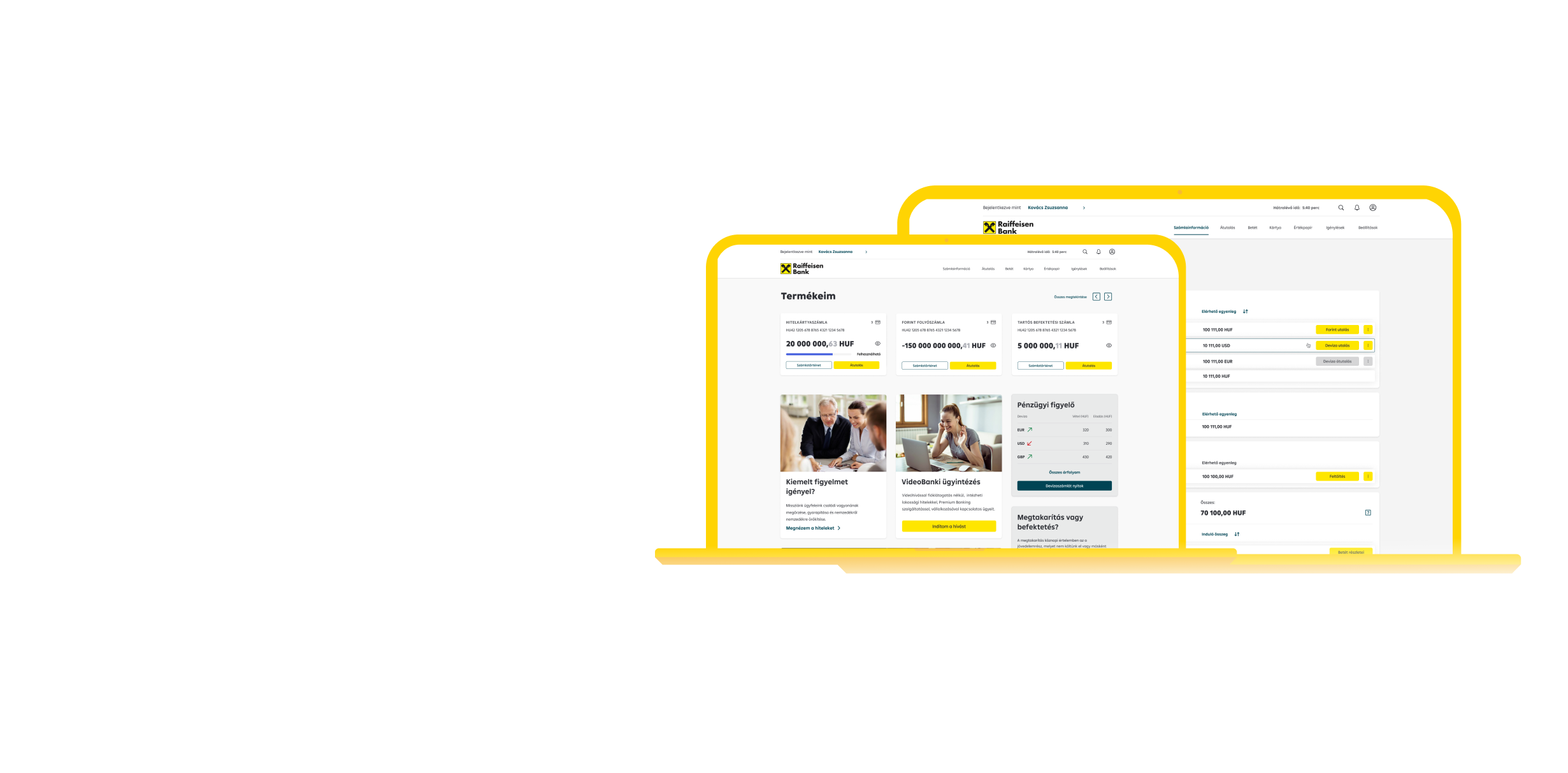myRaiffeisen portal internetbank kezdőképernyője egyedi funkciókkal és biztonságos belépéssel